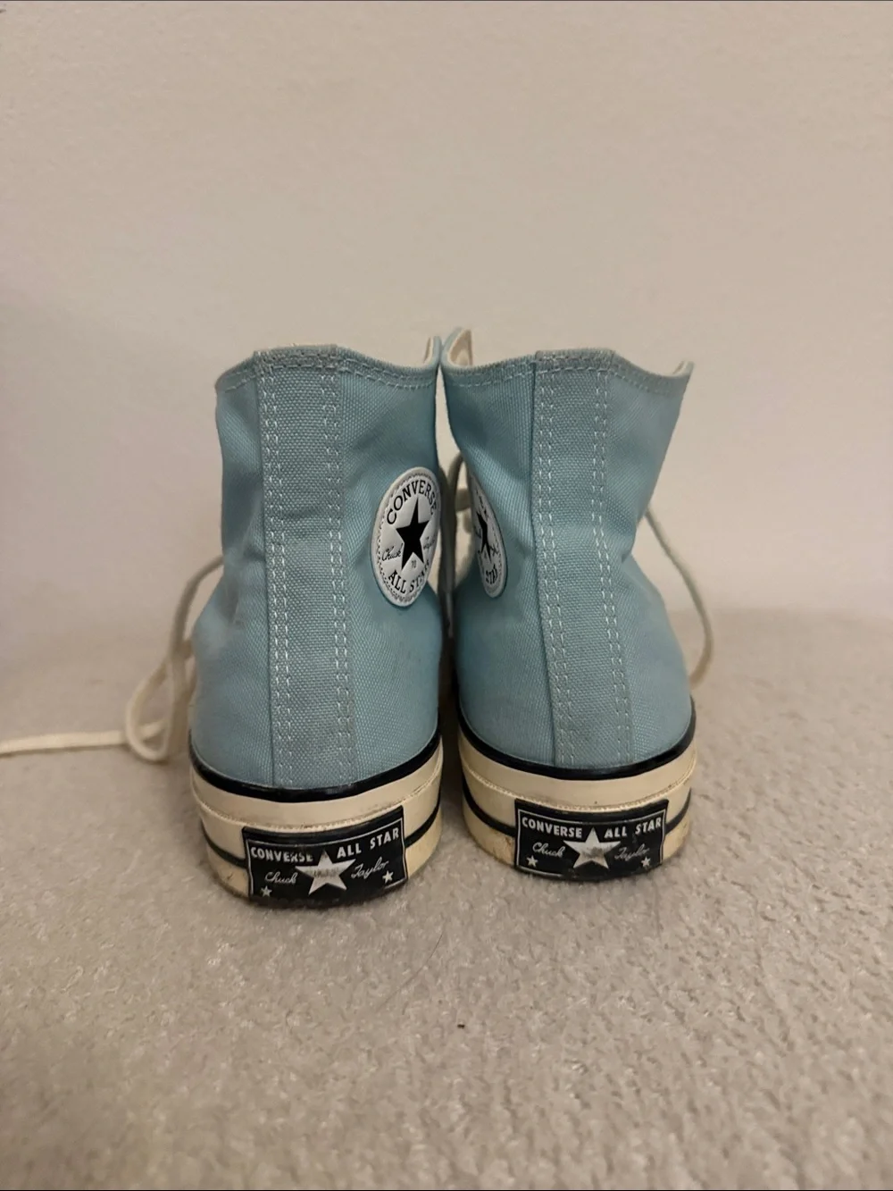 Converse High-Top Sneakers in Light Blue and Cream